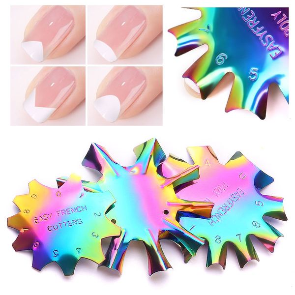 

french line edge trimmer cutter acrylic nail tips mold guides stainless steel chameleon nails template manicure tools, White