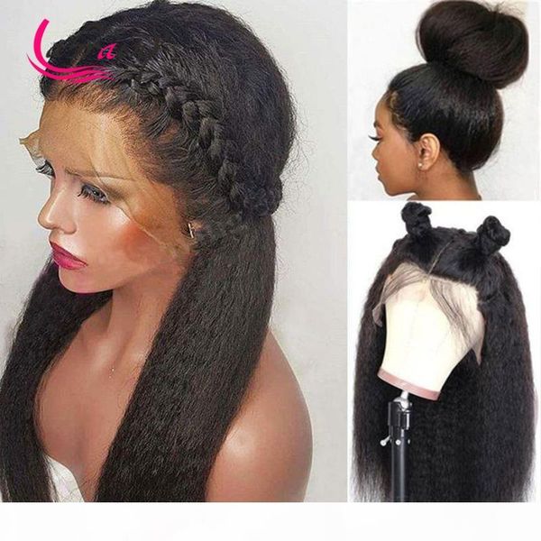 

hd transparent 3x6 kinky straight lace front wig headband wig human hair lace frontal 1b pre plucked baby hair wigs glueless, Black;brown