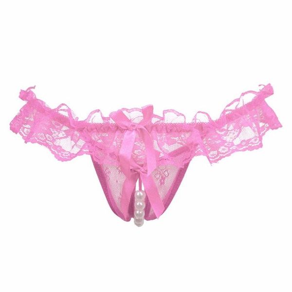

women's panties lace crotchless tempting women briefs open crotch low waist female underwear transparent panty, Black;pink