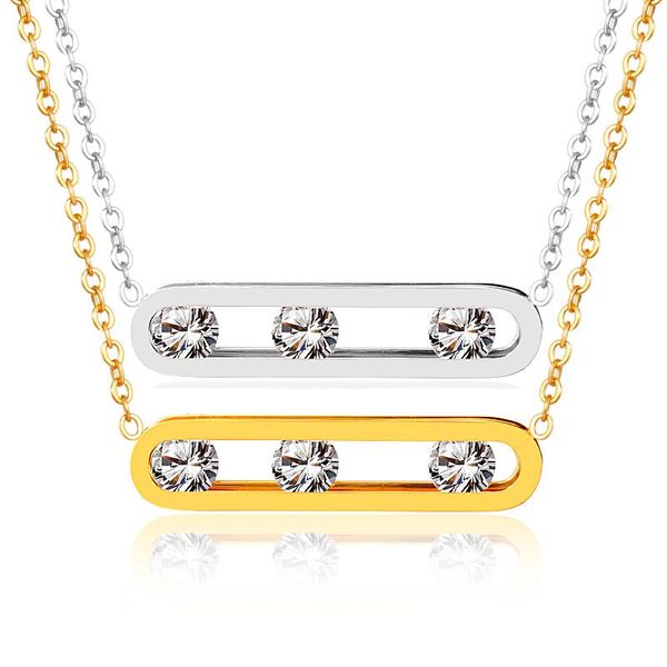 

fysara slidable cubic zirconia pendant necklace for women white rhinestone choker necklaces cz jewelry collier wedding party gif, Silver