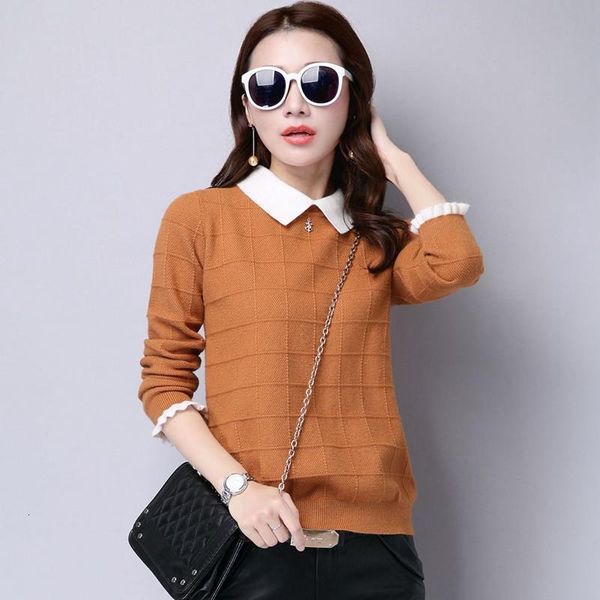 

2021 autumn winter new womens sweater and pullover knitted sweaters casual solid jumper long sleeve sweaters female r754, White;black