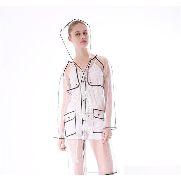 

fashion transparent raincoat clear rainwear hooded outdoors waterproof rain coats ladies long ra qylotc ppshop01