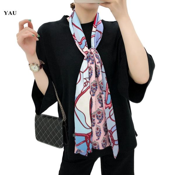 

160cm*20cm new brand horse head long scarf women double-deck twill silk scarves ladies head scarf handkerchief women tie, Blue;gray