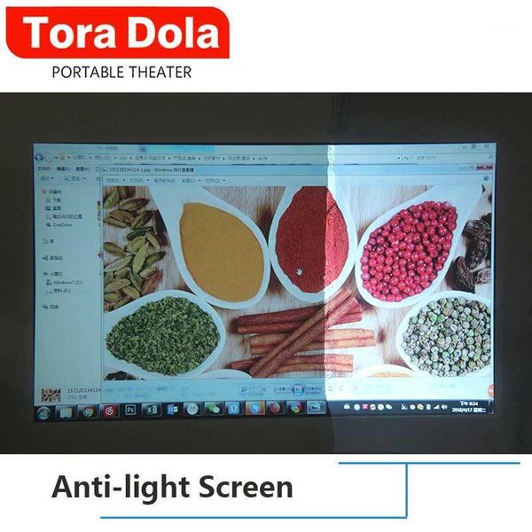 

projection screens tora dola anti-light screen 16:9 reflective fabric 60/100/120 inch for led , scattered projector full hd projector1