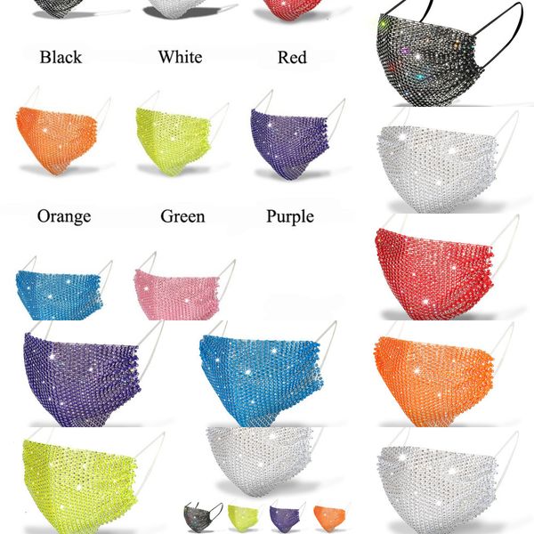 

dhl designer black white fashion face women's sunscreen mask with diamond masks trendy rhinestone facemask wholesale 9 n6gla