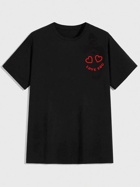 

romwe guys letter heart graphic tee v5mb#, White;black