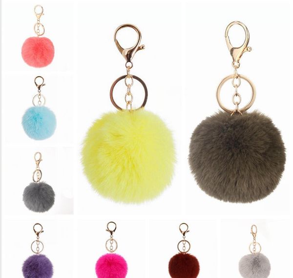 

8cm imitate rabbit fur ball keychain pom pom car handbag keychains decoration fluffy faux fur key ring bag accessory sea shipping bux62, Silver