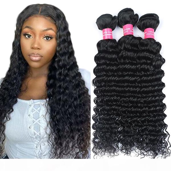 

gaga queen malaysian deep wave 3 bundles unprocessed malaysian virgin hair deep wave human hair extension malaysian human hair weave bundles, Black