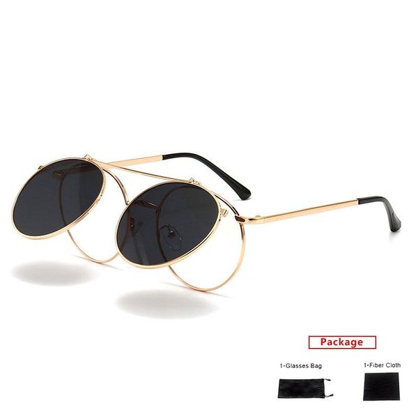 

mimiyou flip round sunglasses women punk vintage sunglasses men sun glasses brand desginer uv400 eyeglasses shades oculos, White;black