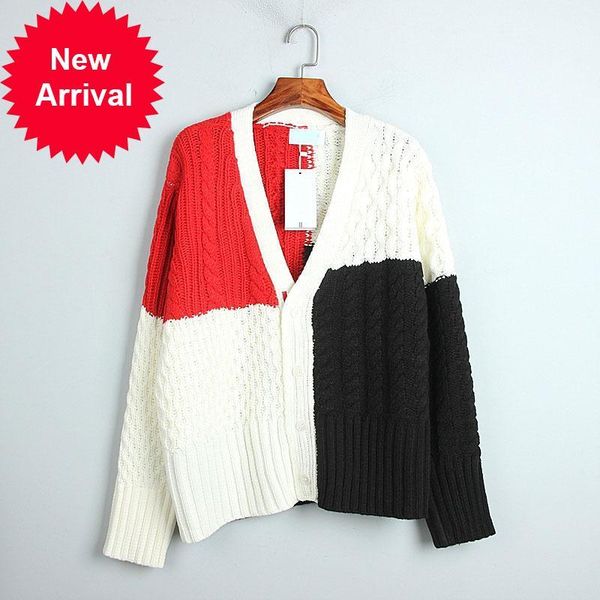 

2021 new autumn women winter clothes bordered torque decorate v long manga color breasted single cardigan 9yj4, White;black