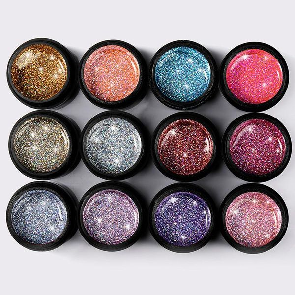 

5ml shiny rainbow gel nail polish bright for glitter painting nail art design poly uv base primer for manicure, Red;pink