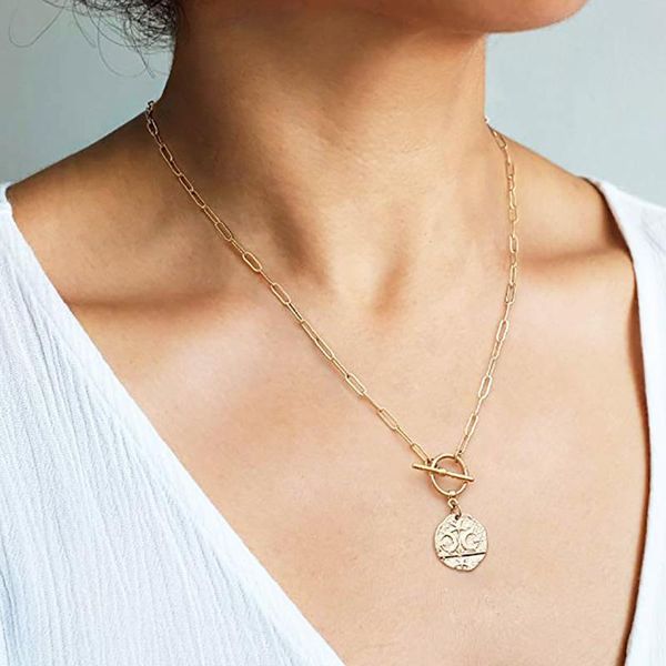 

chains shiny disc star moon pendant necklaces collar gold sneck lock chain necklace choker for women jewelry christmas gifts, Silver