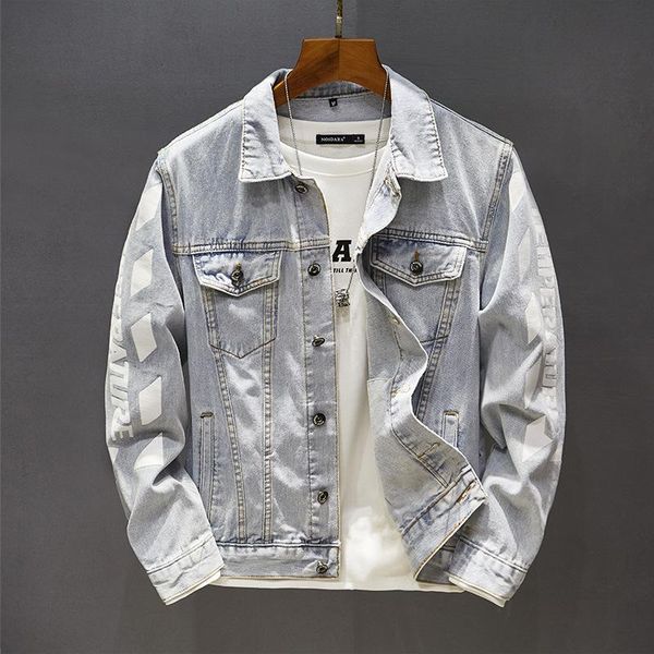 

fashion trend male denim coat jackets england style casual jean overcoat men's light blue cotton bomber jacket regular fit, Black;brown