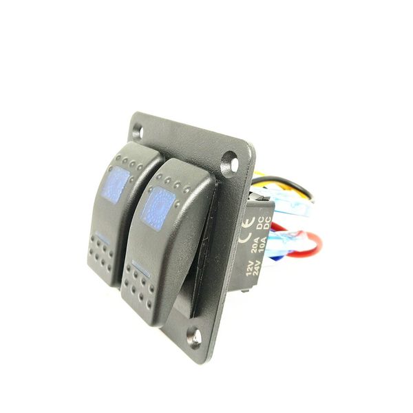 

universal waterproof 2/4/6 gang led 12v/24v car caravan marine boat mental rocker switch panel blue red