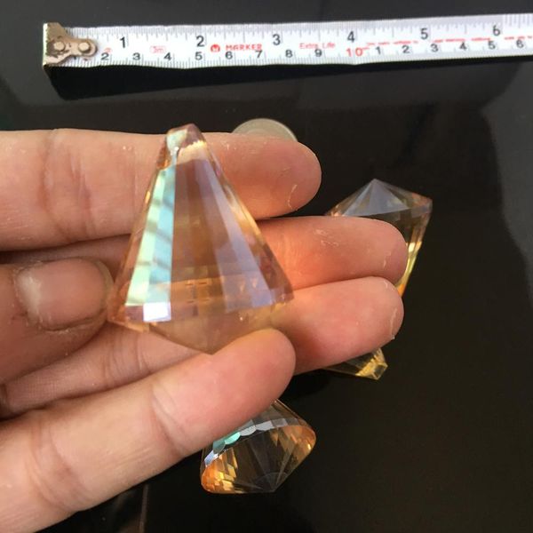 

5pc champagne 40mm suncatcher pendant tear drop faceted leaf crystal chandelier craft prism hanging ornament fengshui xms h bbyaqu