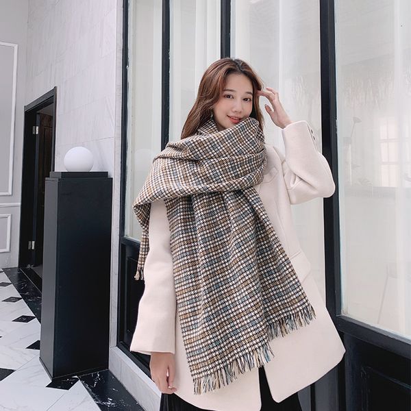 

cashmere scarf for women winter 2020 new men's and women's shawl autumn and winter imitation cashmere plaid scarf klwe, Blue;gray