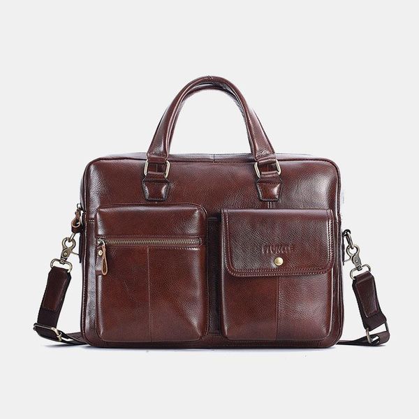

men's genuine leather briefcase head layer cowhide shoulder crossbody bag business lapstorage handbag travel luggage bags