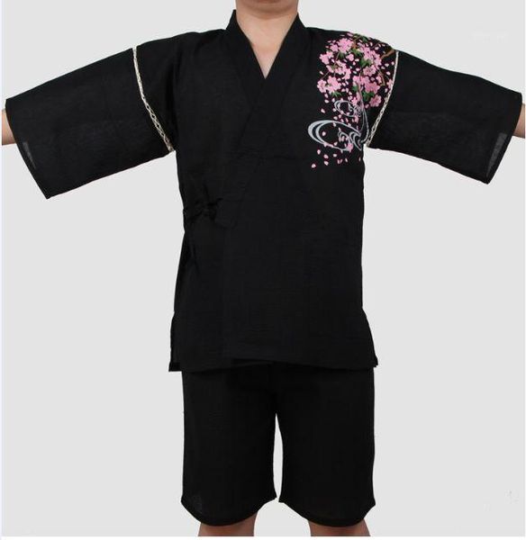 

yukata kimono suit men traditional pajamas set japanese style bathrobe traditional short sleeve fish patterned pajamas g0328021, Red