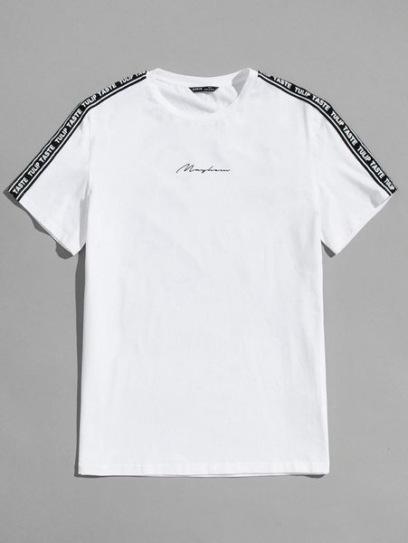 

men letter taped tee b6na#, White;black