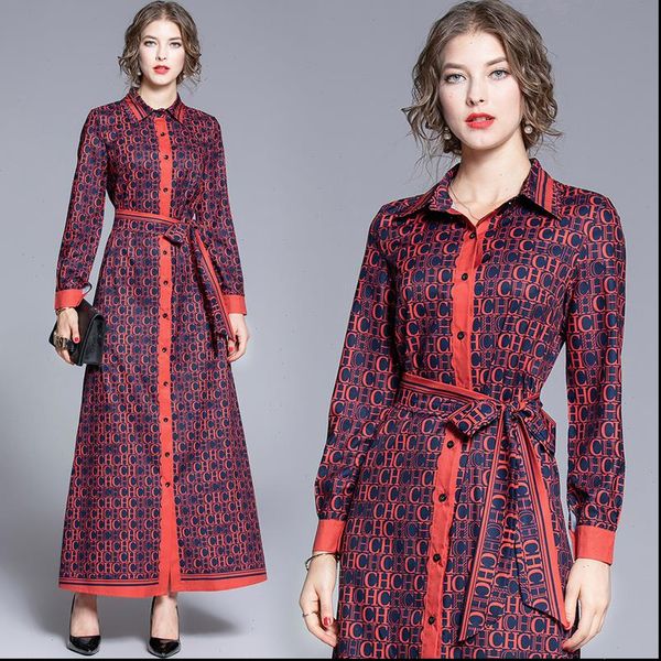 

loose big european and american fashion joker positioning printed long summer dress shirts evening dresses long 2021, Black;gray