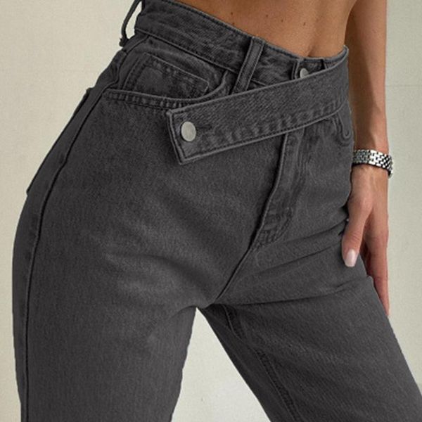 

casual fashion straight denim high waist jeans women pants fall winter 2020 harajuku boyfriend jeans loose bottom, Blue