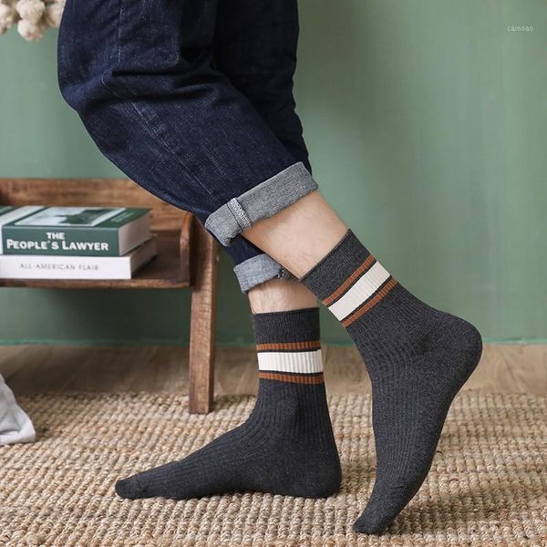 

striped cotton boys crew socks men business warm long casual socks fashion breathable thin comfortable work office1, Black