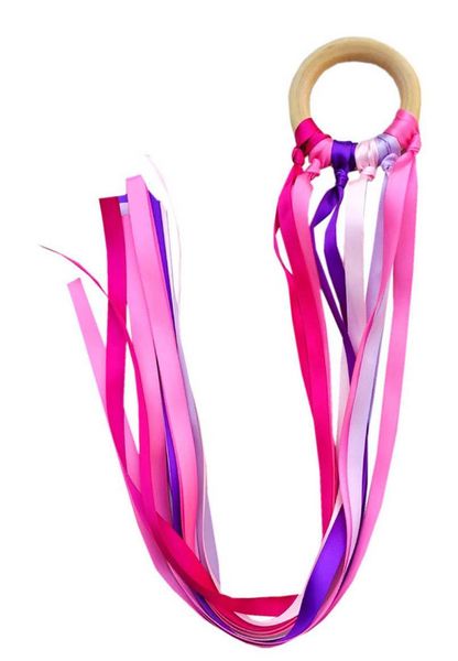 

ins rainbow baby teething ring baby teethers ribbon wooden teething training crinkle material inside sensory to jllmok mx_home