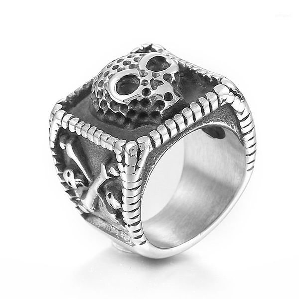 

cluster rings johnny hallyday vintage stainless steel ring skeleton punk style party halloween jewelry accessories man finger ring1, Golden;silver