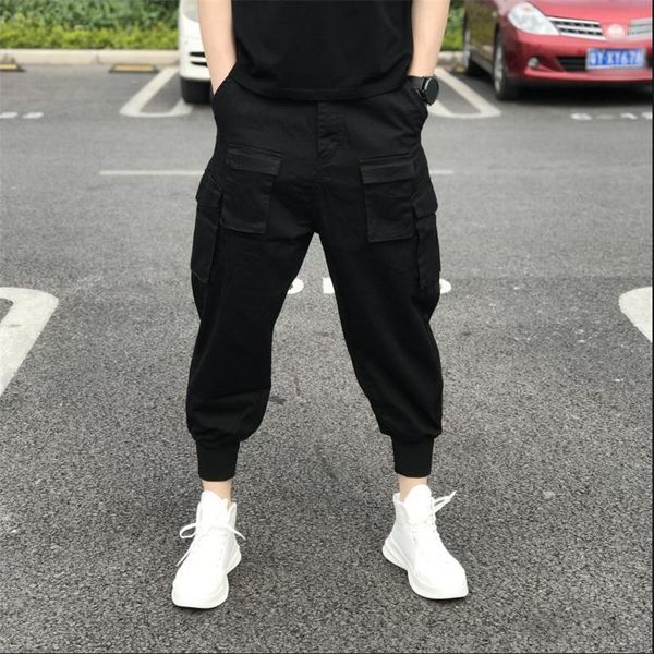 

new men's quick-drying personality pants fashion street hip hop pocket pants jumping slow sports running pant1, Black