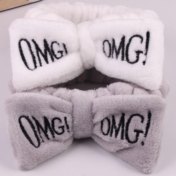 

new letter omg coral fleece wash face women's hairbands cute bow elastic makeup turban girls soft headbands hair accessories q bbydxq