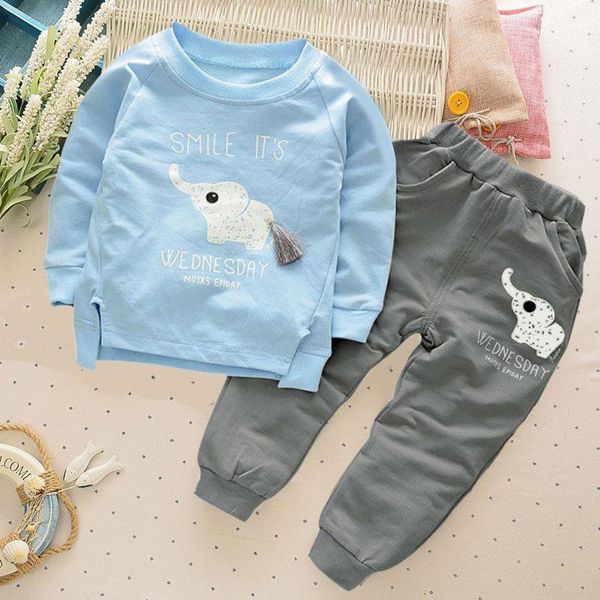 

children spring clothing long sleeved cartoon animal clothes suit kids boys coat + trousers 2pcs set 2-5y baby cotton outwear y1107, White