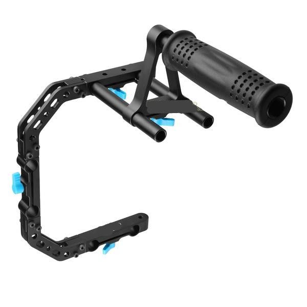 Freeshipping DP3000 PRO Staffa per gabbia di supporto a forma di C + Maniglia superiore per impianto DSLR con asta da 15 mm