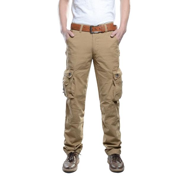 

men's pants 2021 brand mens cargo multi-pockets baggy men casual trousers overalls army tactical high quali, Black