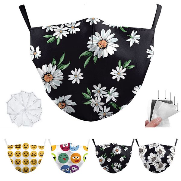 

small daisie with 2 filter fashion black designer luxury face mask party cosplay washable reusable dust windproof protect cotton masks