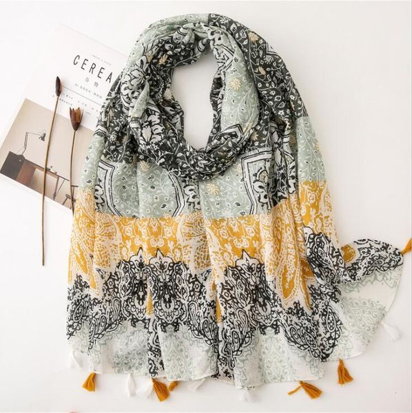 

floral cotton viscose print scarf muslim hijab muffler head wrap flower quality scarves wholesale retail hot, Blue;gray