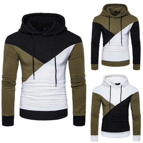 

mens hoodies sweatshirt streetwear patchwork hoody pullover slim fit hoodie male winter autumn sweatshirts clothing, Black