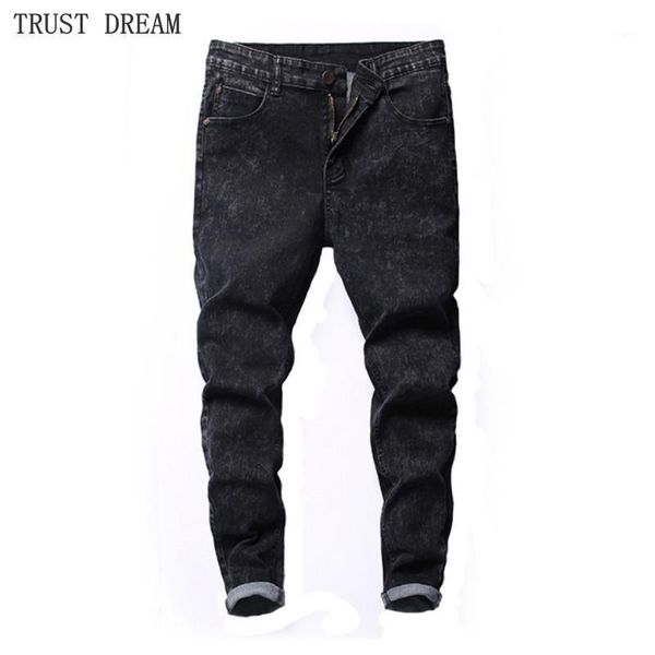 

autumn men's black snow washed jeans korean young men skinny casual fashion man personal slim leisure trousers amazing male jean1, Blue