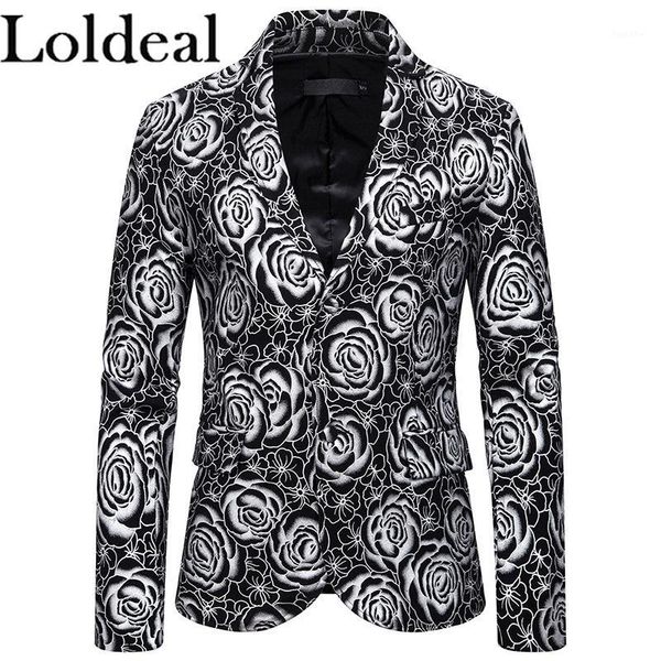 

loldeal rose gold stamp print stylish gold pattern casual blazer men suit jacket1, White;black