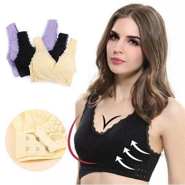 

uideazone lace patchwork women sports bra front cross ladies sports female gym fitness running underwear1, Red;black