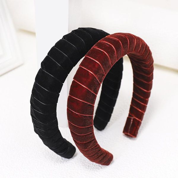 

hair accessories 1 pcs trend female headband solid color flannel wrapped sponge korean fashion women high-grade fabric lady