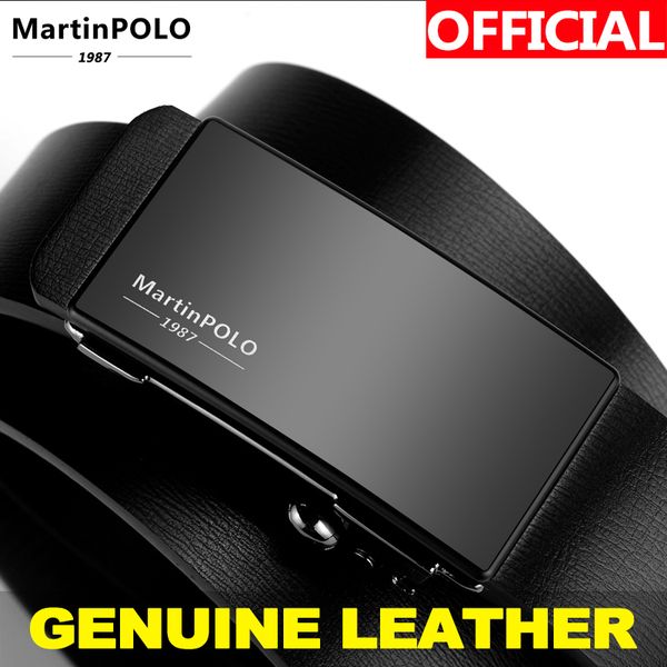 

martinpolo automatic toothless alloy buckle men belt genuine leather cowhide strap for male business men's belts mp01101p 201123, Black;brown