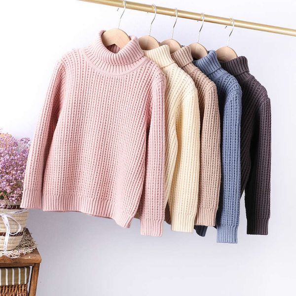

2020 winter children's thickened high collar boys' and girls' sweaters, Blue