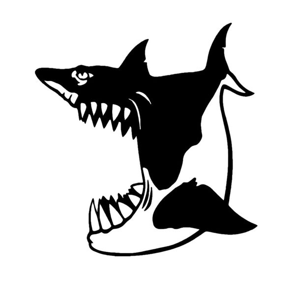 

personality funny car sticker paper mouth shark fashion car decoration cover scratch sticker black/white, 14cm * 14cm
