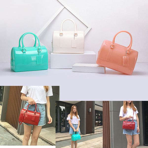 

transparent jelly cute pvc shoulder bags summer candy color women big capacity tote handbag purse ladies crossbody messenger bag c0121