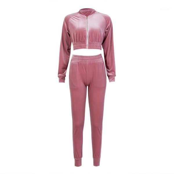 

autumn women 2pcs short zipper hoodies sweatshirt elasic waist pants sets velvet tracksuit casual suit1, Gray