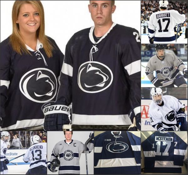 

penn state nittany lions hockey stitched jersey 7 evan bell 26 liam folkes 4 kris myllari 10 brandon biro 17 evan barratt 21 kevin wall, Black;red