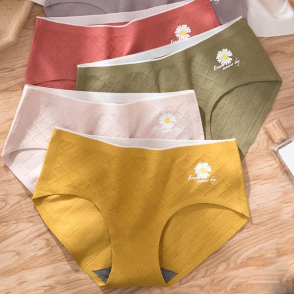 

women seamless lattice marguerite mid waist cotton underwear panties briefs1, Black;pink