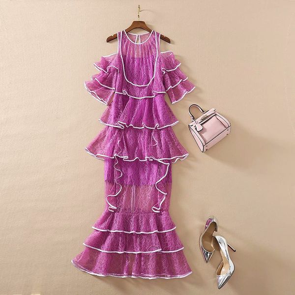 

plus size dress 2020 autumn a line short sleeve mesh purple dress prom fashion crew neck flora print brand same style yimi, Black