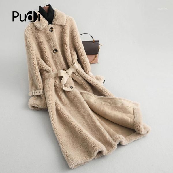 

a18225 women winter real wool lamb fur coat jacket over size parka girl lady female long fur trench1, Black