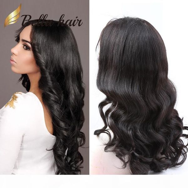 

lace front wigs virgin human hair lace wigs for black women natural color loose curly hair wigs medium cap bellahair, Black;brown
